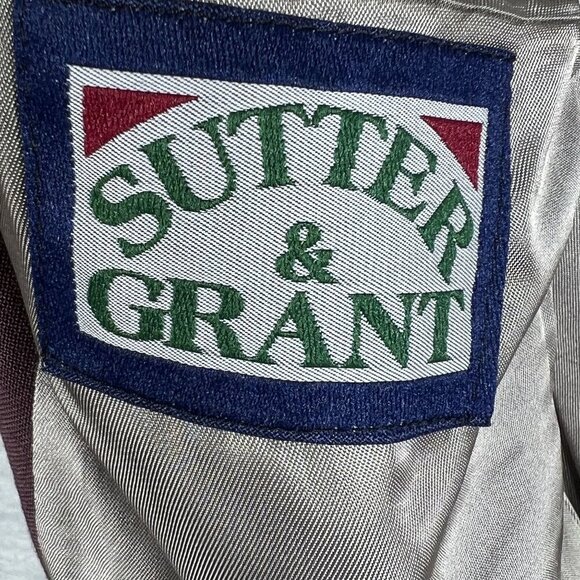 Sutter & Grant Mens 44L Burgundy Wool Blazer Gold Crest Buttons Academia Preppy - Picture 14 of 15